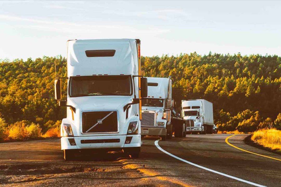 A cargo truck on the road